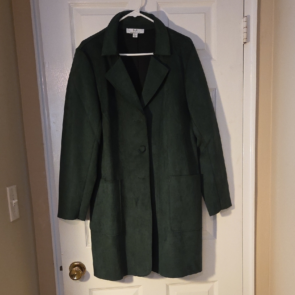 Elegant Green Women's Coat Faux Suede  XL